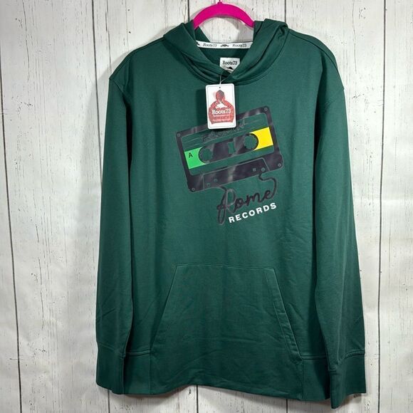 Roots73 Rome Records Graphic Hoodie Green Unisex Size L Retro Streetwear - Picture 1 of 15